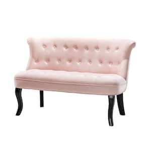 Niccolo 47 in. Pink Velvet Loveseat with Cabriole Legs and Button-tufted Back