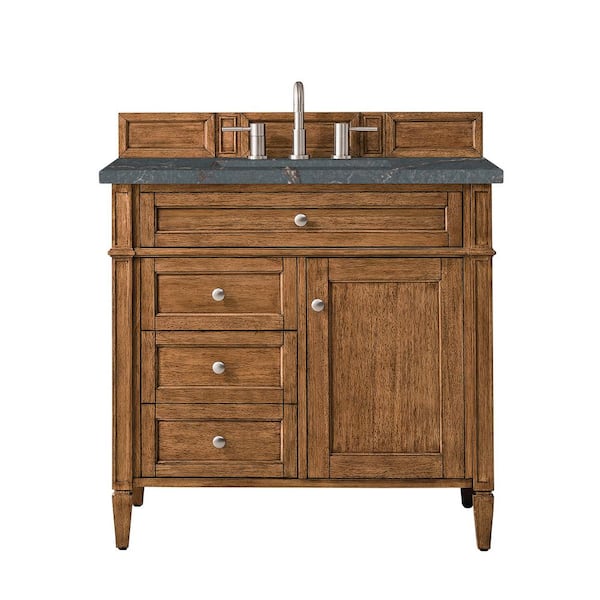 James Martin Vanities Brittany 36.0 in. W x 23.5 in. D x 34.0 in. H Single Bathroom Vanity in Saddle Brown with Parisien Bleu Quartz Top