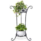 Plant Stand 2 Tier, Plant Stand Indoor Outdoor, 25.6 in. Tall Modern Plant Shelf Metal Plant Stand Rack Flower Stand