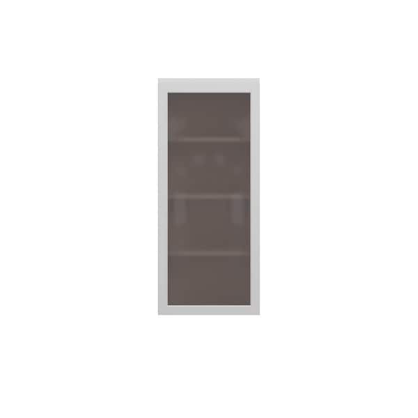 Westport Shaker 15 in. W x 42 in. H x 12 in. D in Painted White Plywood Assembled Frosted Glass Wall Cabinet