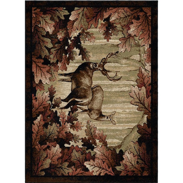 Mayberry Rug American Destination Whitetail Woods Multi-Colored 8 ft. x 10 ft. Lodge Area Rug