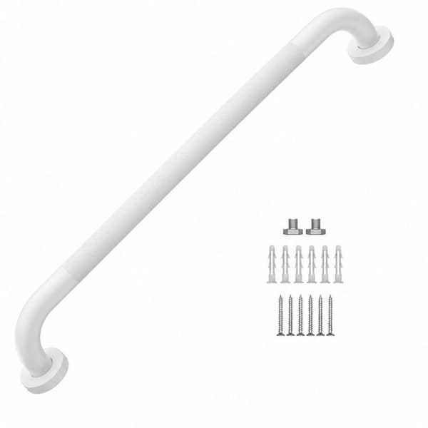 24 in. Anti Slip Shower Grab Bar in White, Knurled Bathroom Grab Bar, Safety Hand Rail Support for Handicap Elderly