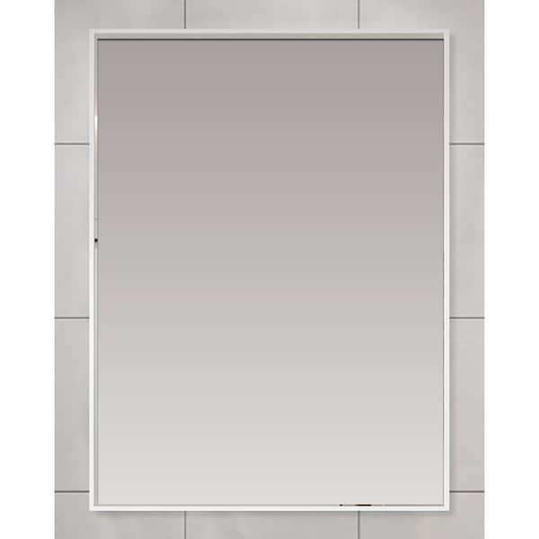 Decor Wonderland Velt XL 30 in. x 39.5 in. Large Rectangular White Metal Framed Wall Mount Bathroom Vanity Mirror