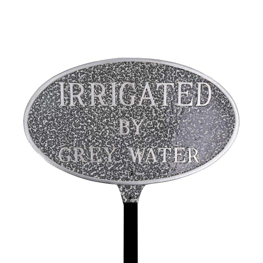 8.5 in. x 13 in. Standard Oval Irrigated By Grey Water Statement Plaque Sign with Lawn Stake - Swedish Iron price history on PriceWatchPro