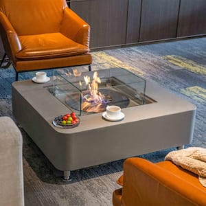 Perth 40 in.Concrete Ethanol Fire Pit Table in Space Grey