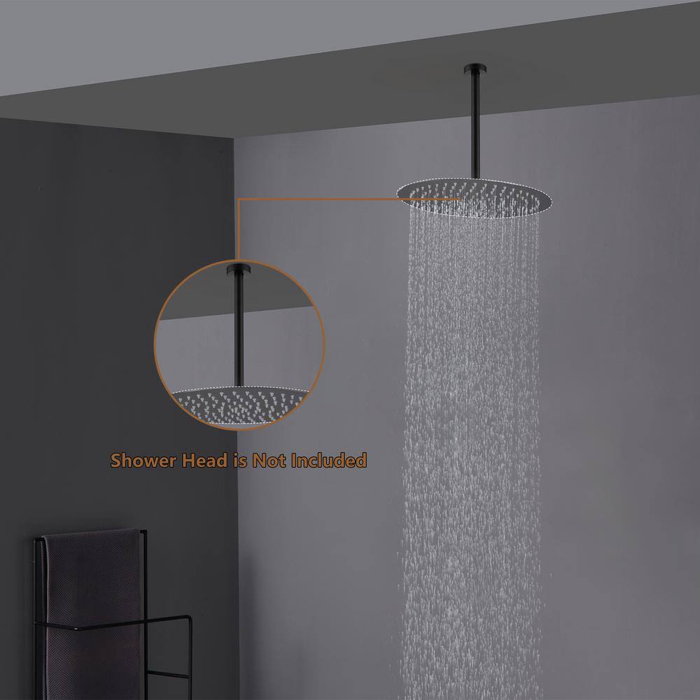 Matte Black 12-Inch Stainless Steel Ceiling Shower Arm