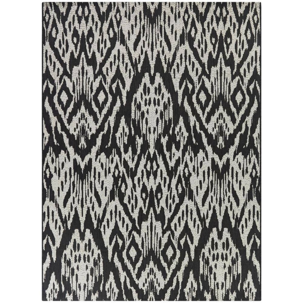 Pollard Charcoal 5 ft. x 7 ft. Ikat Indoor/Outdoor Area Rug 3116481