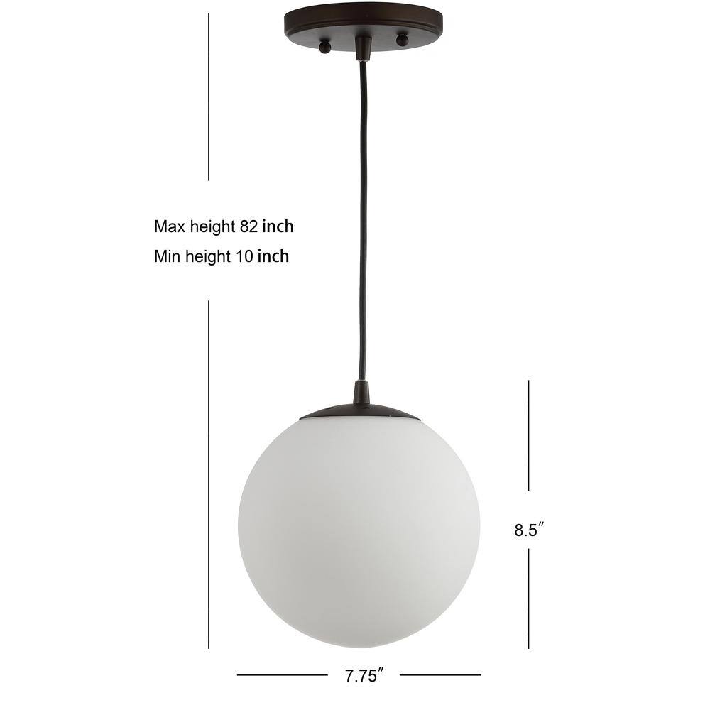 Bleecker Modern Globe LED Pendant Light in White/Oil Rubbed Bronze