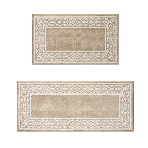 Lorreta 2-tone Berber/Ivory 2 ft. x 5 ft Border 2-Piece Rug Set