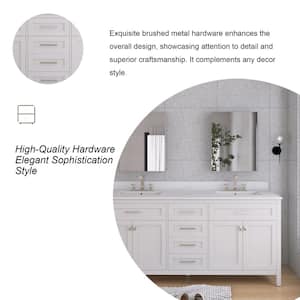 72 in. W x 22 in. D x 41 in. H Double Sink Freestanding Bath Vanity in White with White Engineered Stone Composite Top