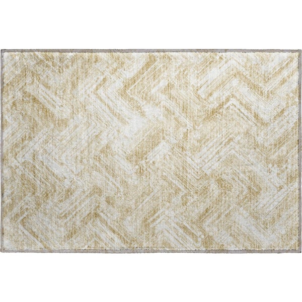 Addison Rugs Mayfield Premium Machine Washable Indoor/Outdoor Geometric AMF630 Beige 1 ft. 8 in. x 2 ft. 6 in. Area Rug