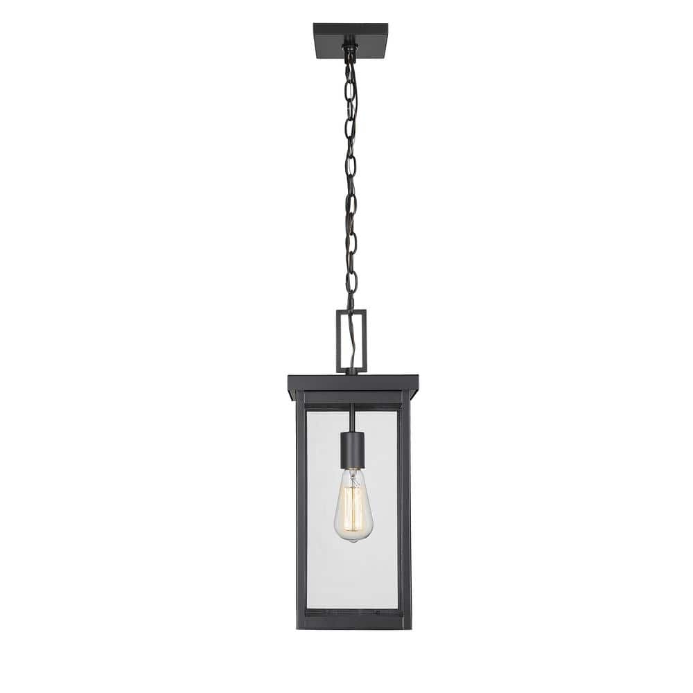 Barkeley 20" Black Powder Coated Outdoor Hanging Lantern with Clear Glass