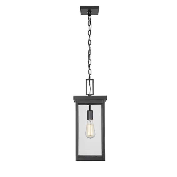 Millennium Lighting Barkeley 20 in. 1-Light Powder Coated Black Outdoor Pendant Light with Clear Glass