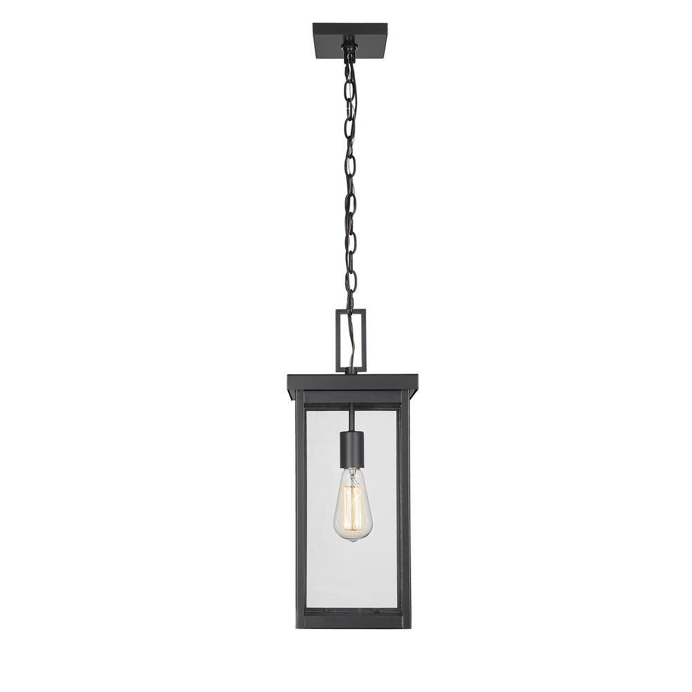 Barkeley 20" Black Powder Coated Outdoor Hanging Lantern with Clear Glass