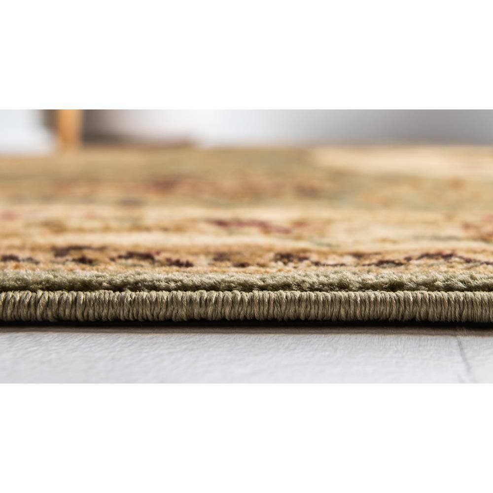 Green and Beige Floral Rectangular Synthetic 9' x 12' Area Rug