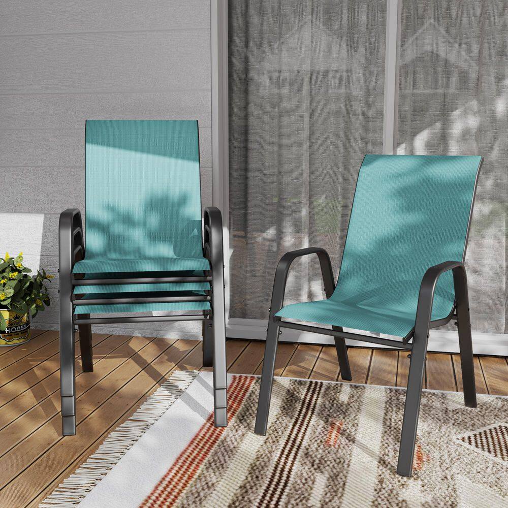 4-Piece Sky Blue Metal Outdoor Dining Chairs with Waterproof & Rust-Resistant Teslin Fabric price history on PriceWatchPro