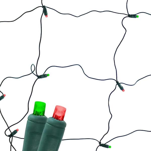 Sunnydaze 24 sq. ft. 70-Count Red and Green Christmas Netted String Lights
