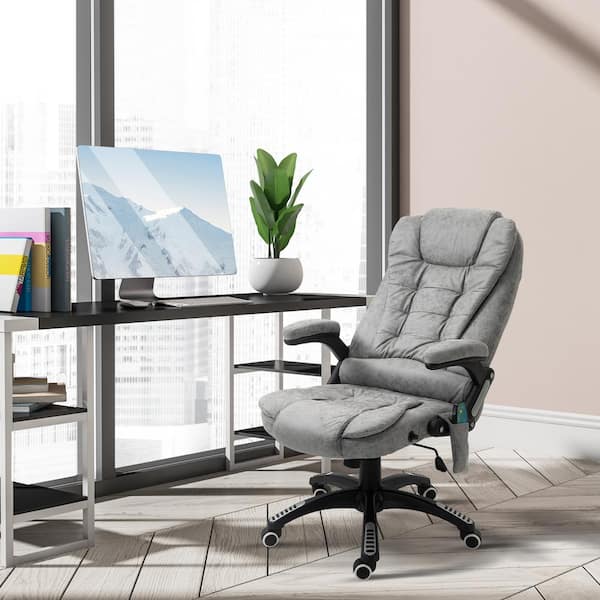 Indoor 360° Swivel & Rocking Lumbar Massage Chair for Computer & Office Grey 