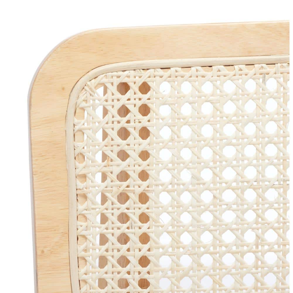 Natural Wood and Cane Low Slat Dining Chair Set
