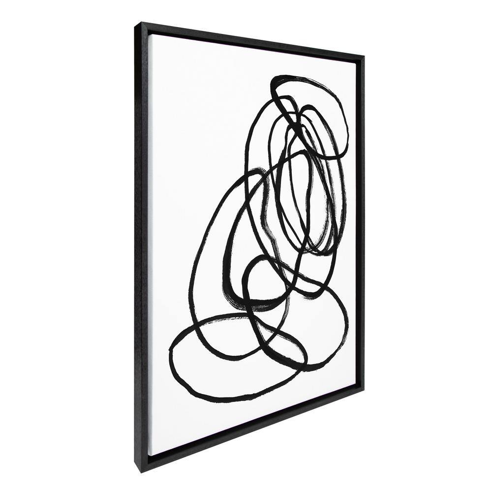 Nikki Chu Black and White Abstract Canvas Art with Black Frame