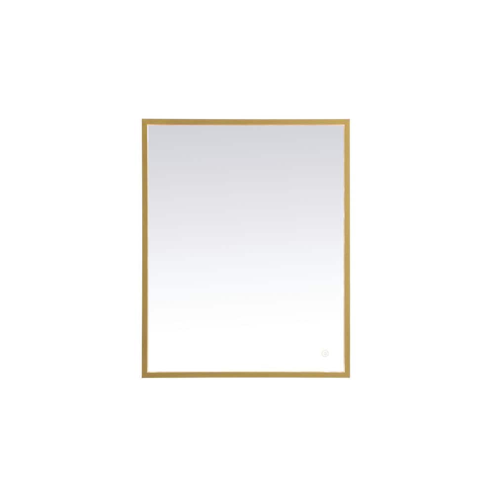 Timeless Home 24 in. W x 30 in. H Aluminum Brass LED Mirror