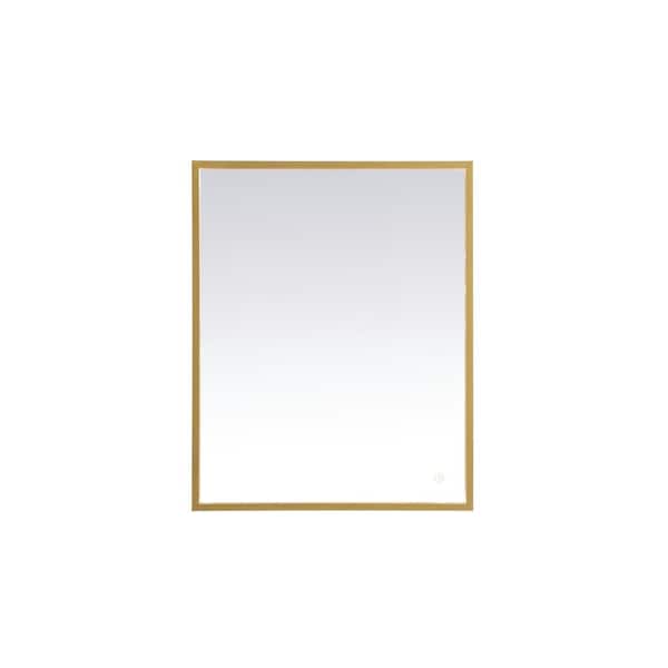 Unbranded Timeless Home 24 in. W x 30 in. H Aluminum Brass LED Mirror