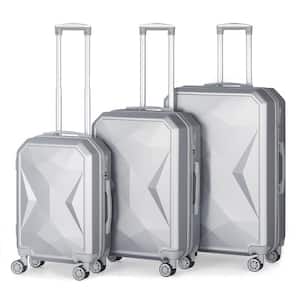 Port Victoria Nested Hardside Luggage Set in Bright Silver, 3 Piece - TSA Compliant