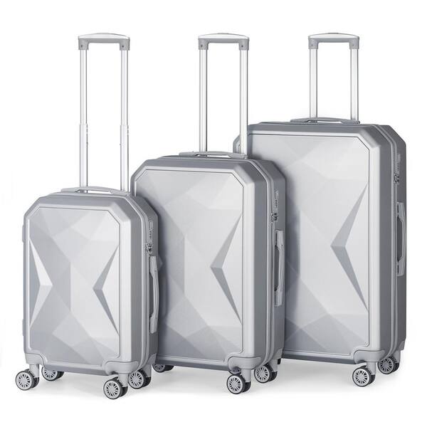 HIKOLAYAE Port Victoria Nested Hardside Luggage Set in Bright Silver, 3 Piece - TSA Compliant