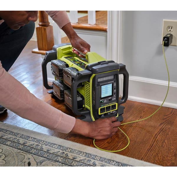 RYOBI - 18V ONE+ 1800-Watt Portable Battery Inverter Power Station/8-Port Charger with 60-Watt Foldable Solar Panel