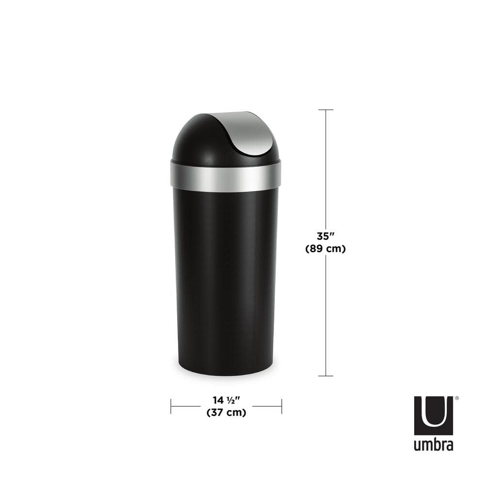 Umbra Black and Silver 16-Gallon Swing-Top Trash Can