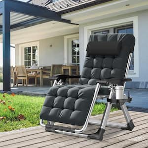 Premium Textilene Fabric Zero Gravity Chair, Folding Portable Patio Lounger with Pearl Cotton Pad, Cup Holder, Headrest