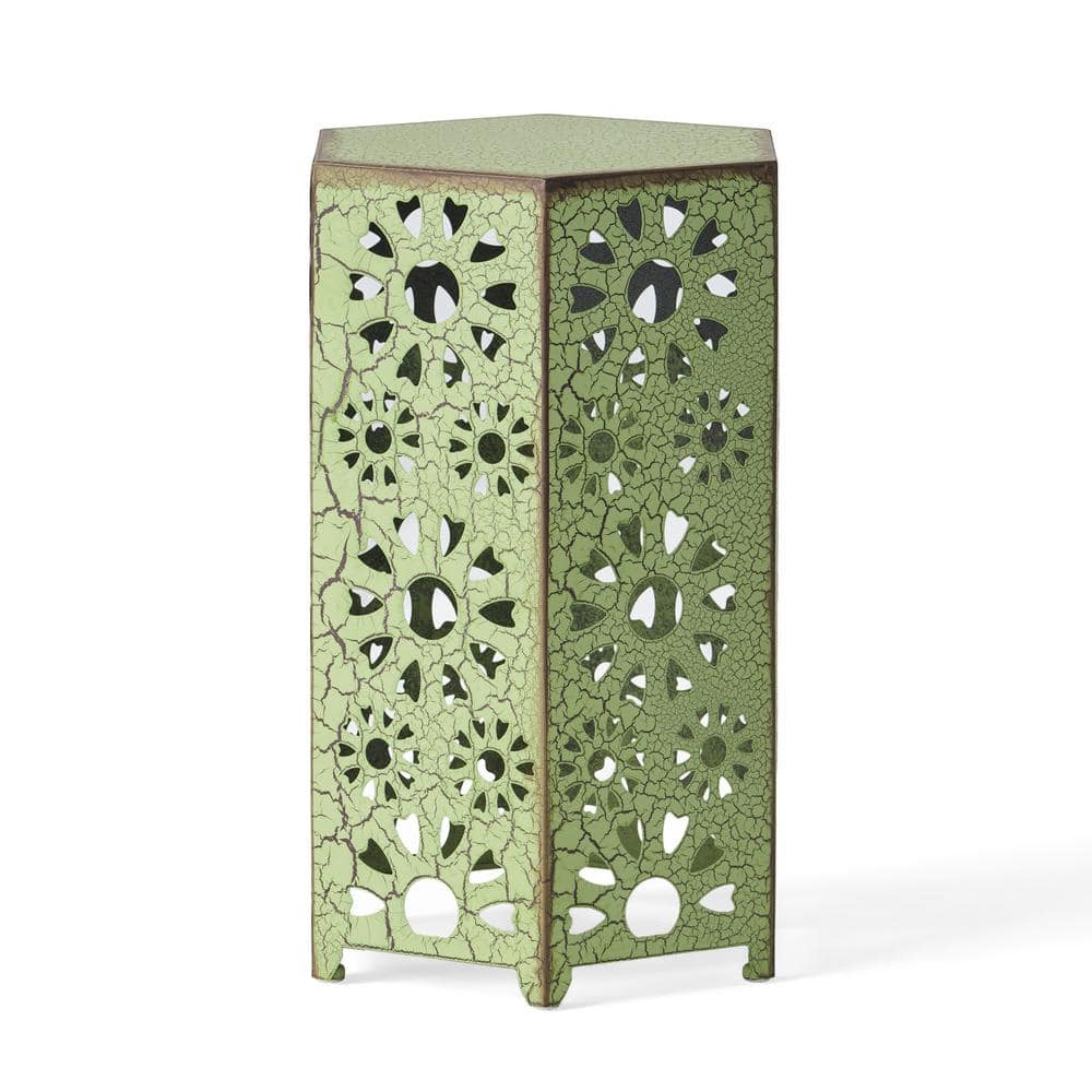 Zeus & Ruta 18.5 in. H Green Metal Outdoor Patio Side Table with ...