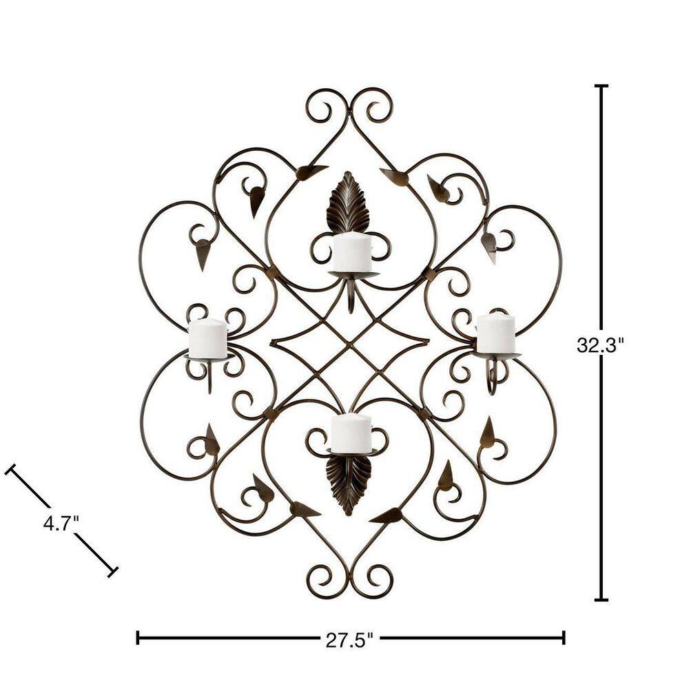 Contemporary Black Iron Ivy and Leaf Votive Wall Sconce