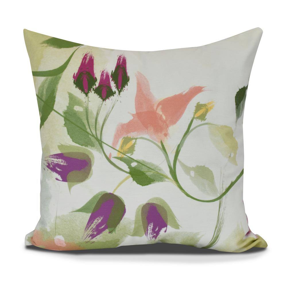 Windy Bloom Floral Print Throw Pillow PF868OR9-18 - The Home Depot