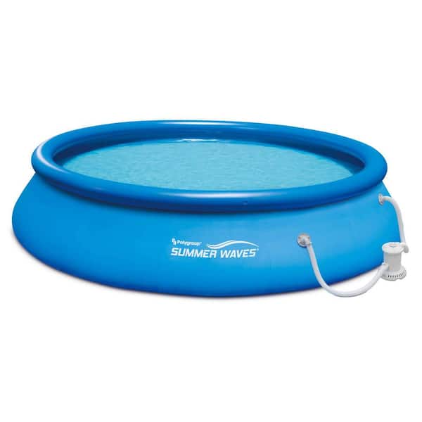 Summer Waves 15 ft. x 36 in. D Round Quick Set Inflatable Above Ground Pool with Filter Pump