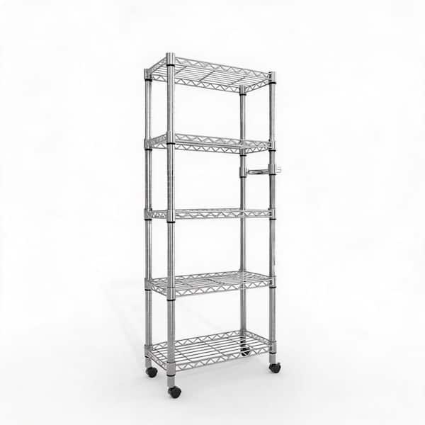5-Tier Wire Shelving Unit with Wheels, 61.8 in. H Heavy Duty Metal Rack for Pantry & Garage