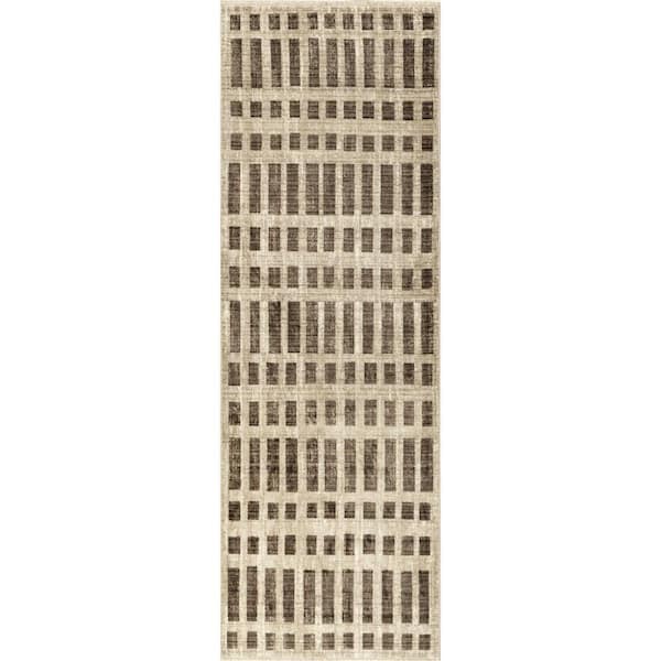 Julies Striped Beige 3 ft. x 8 ft. Runner Rug