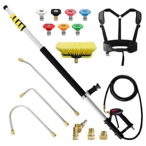 24 ft. Aluminum Telescoping Pressure Washer Wand, Gutter Cleaner Attachment with 7 Spray Nozzle Tips Support Belt