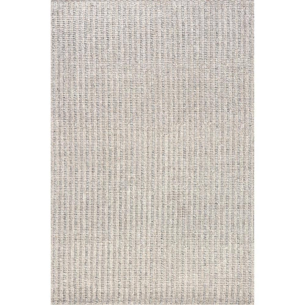 nuLOOM Aaleigha Casual Striped Wool Grey 5 ft. x 8 ft. Area Rug