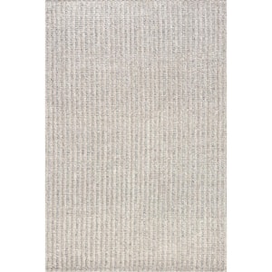 Aaleigha Casual Striped Wool Grey 5 ft. x 8 ft. Area Rug