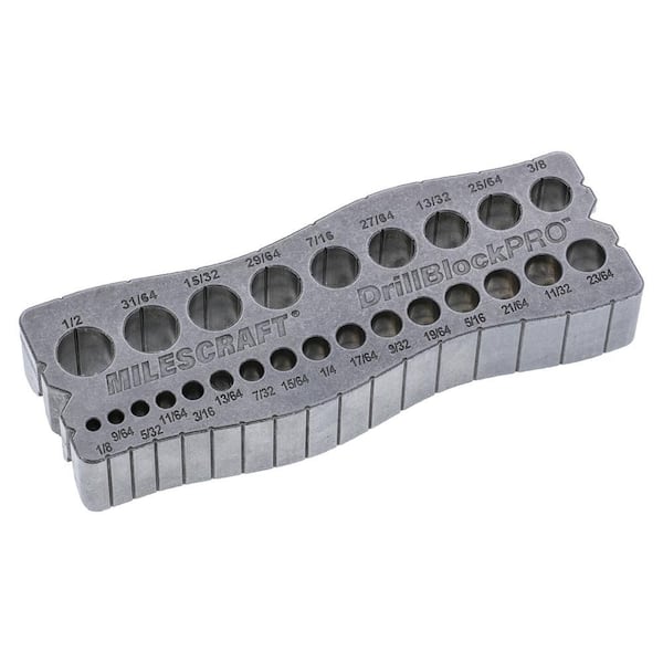 Drill Block PRO-All-Metal Drill Guide for Straight Holes-25 Guides 1/8 in. to 1/2 in. Every 1/64in. Dual V-Groove Design