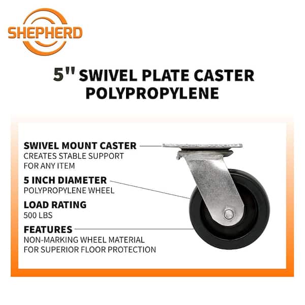 5 in. Poly Swivel Caster with 500 lb. Load Rating 5 in. Poly Swivel Caster with 500 lb. Load Rating