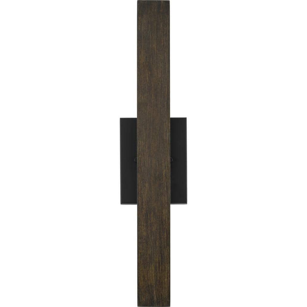 Matte Black Natural Wood Rectangle Wall Sconce
