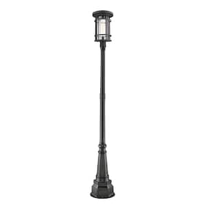 Jordan 1-Light Black 109.5 in. Aluminum Hardwired Outdoor Weather Resistant Post Light Set with No Bulb Included