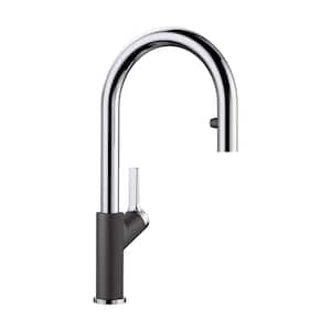 Urbena Single-Handle Pull Down Sprayer Kitchen Faucet in Anthracite/Chrome
