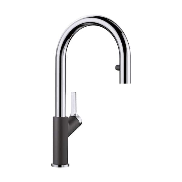 Blanco Urbena Single-Handle Pull Down Sprayer Kitchen Faucet in Anthracite/Chrome