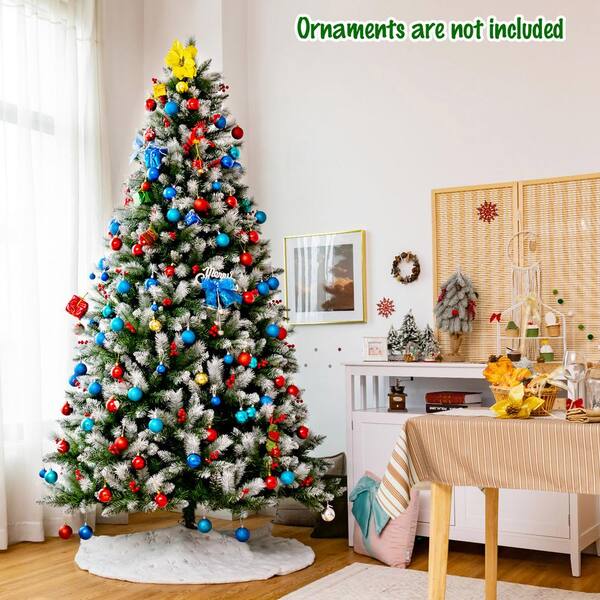 Gymax 8 ft. Artificial Christmas Tree Hinged Tree with Pine Cones Metal  Stand GYM05972 - The Home Depot