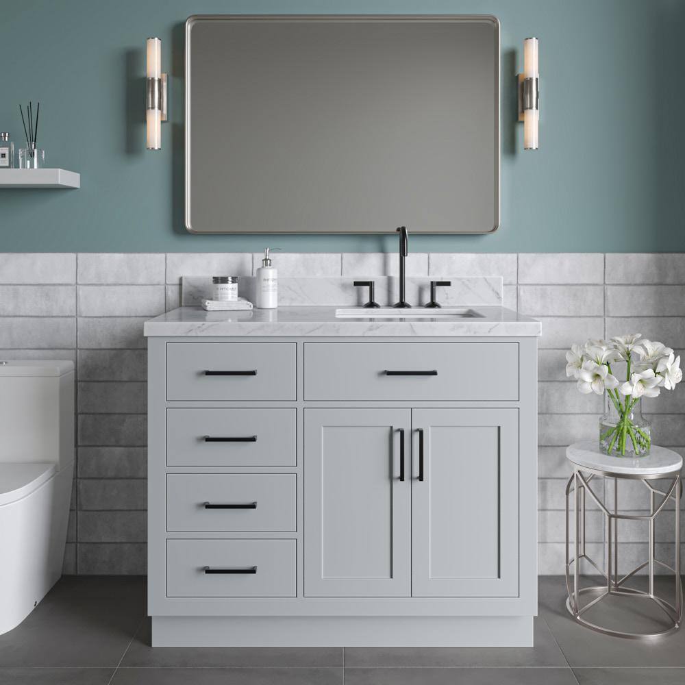 Hepburn 43" Gray Single Basin Vanity with Marble Top