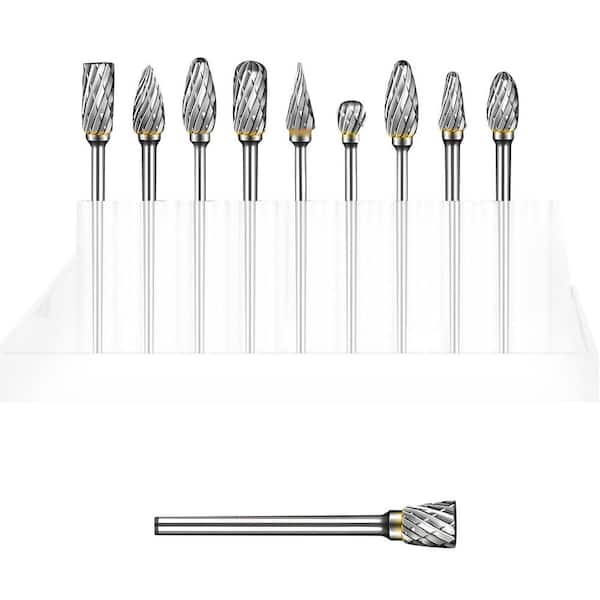 MYWISH 1/8 in. Tungsten Carbide Rotary Bit, Carbide Burr Set (10-Piece)
