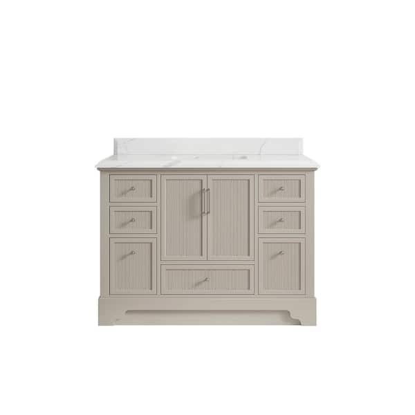 Willow Collections Alys 48 in. W x 22 in. D x 36 in. H Single Sink Bath Vanity in Fine Grain with 1.5 in. Calacatta Laza Top